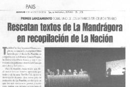 Rescatan textos de La Mandrágora en recopilación de La Nación