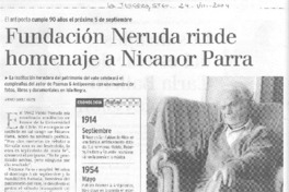 Fundación Neruda rinde homenaje a Nicanor Parra