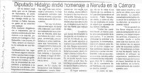 Diputado Hidalgo rindió homenaje a Neruda en la Cámara