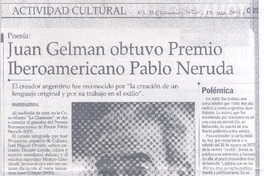 Juan Gelman obtuvo Premio Iberoamericano Pablo Neruda