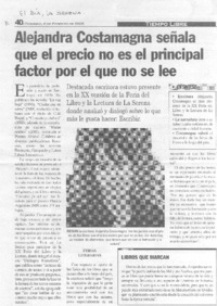 Alejandra Costamagna señala que el premio no es el principal factor por que no se lee.