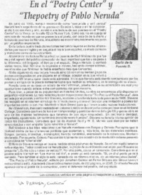 En el "Poetry center" y "The poetry of Pablo Neruda"