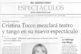 Cristina Tocco mezclará teatro y tango en su nuevo espectáculo