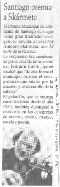 Santiago premia a Skármeta