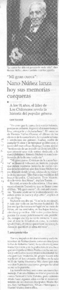 Nano Núñez lanza hoy sus memorias cuequeras