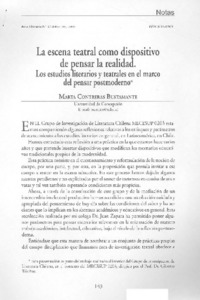 La escena teatral como dispositivo de pensar la realidad