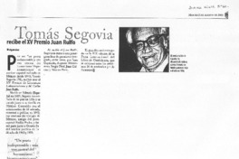 Tomás Segovia recibe el XV Premio Juan Rulfo