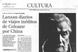 Lanzan diarios de viajes inéditos de Coloane por China