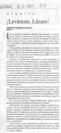 ¡Levántate Lázaro!