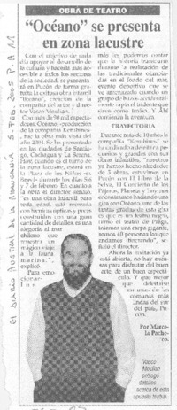 "Oceano" se presenta en zona lacustre