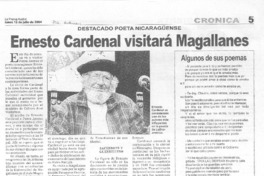 Ernesto Cardenal visitará Magallanes