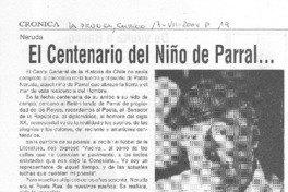 El centenario del niño de Parral...