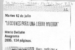 Lecciones para una liebre muerta