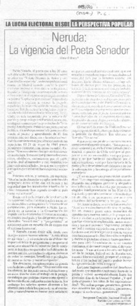 Neruda: la vigencia del poeta Senador