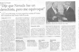 "Dije que Neruda fue un derechista, pero me equivoqué"