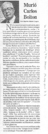 Murió Carlos Bolton