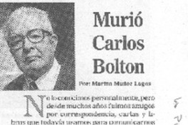 Murió Carlos Bolton