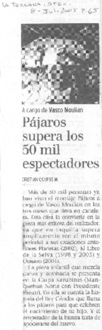Pájaros supera las 50 mil personas