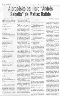A propósito del libro "Andrés Sabella" de Matías Rafide