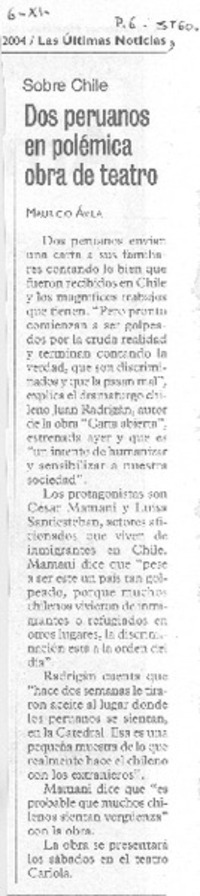 Dos peruanos en polémica obra de teatro