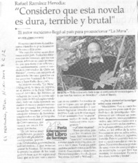 "Considero que esta novela es dura, terrible y brutal"