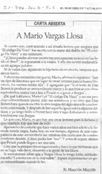 Carta abierta a Mario Vargas Llosa