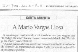 Carta abierta a Mario Vargas Llosa