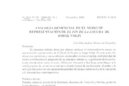 Analogía demencial en el modo de representación de El fin de la locura de Jorge Volpi