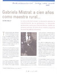 Gabriela Mistral : a cien años como maestra rural --