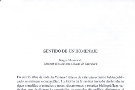 Sentido de un homenaje