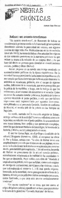 Balzac: un asunto tenebroso