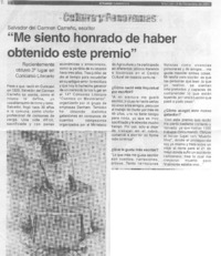 Salvador del Carmen Carreño, escritor "Me siento honrado de haber obtenido este premio". (entrevistas)