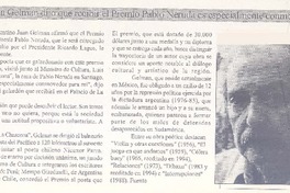 Poeta Juan Gelman dijo que recibir el Premio Pablo Neruda es especialmente conmovedor