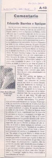 Comentario : Eduardo Barrios e Iquique