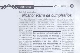 Este 5 de septiembre Nicanor Parra de cumpleaños