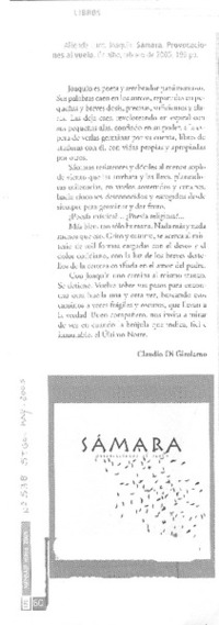 Libros : Alliende Luco, Joaquín : Sámara. Provocaciones al vuelo
