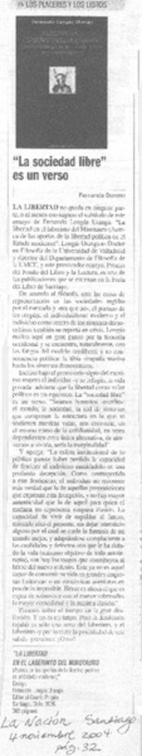 "La Sociedad libre es un verso".