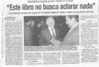 "Este libro no busca aclarar nada"