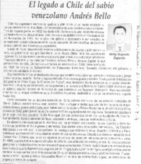 El legado a Chile del sabio venezolano Andrés Bello