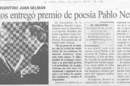 Lagos entregó premio de poesía Pablo Neruda.