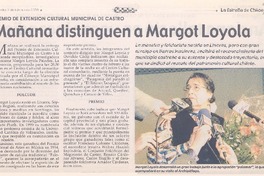 Premio de extensión cultural municipal de Castro : mañana distinguen a Margot Loyola