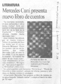 Mercedes Cuní presenta nuevo libro de cuentos.