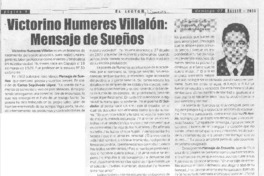 Victorino Humeres Villalón, mensaje de sueños.