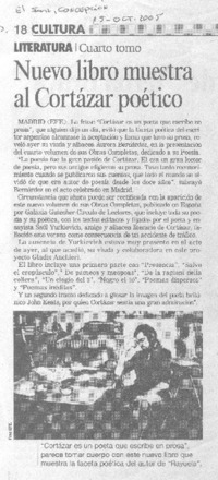 Nuevo libro muestra al Cortázar poético