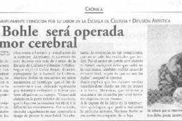 Marlene Bohle será operada de un tumor cerebral