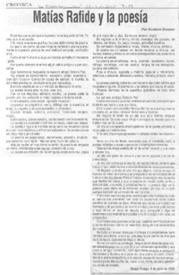 Matías Rafide y la poesía.