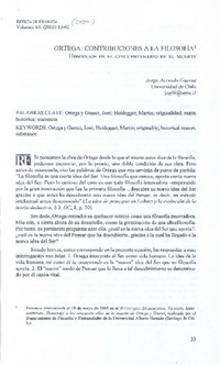 Ortega: contribuciones a la filosofía