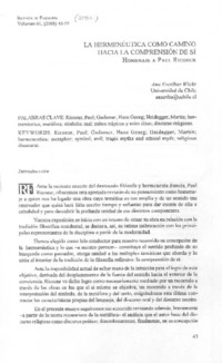 La hermenéutica como camino hacia la comprensión del sí