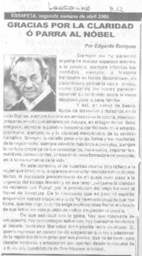 Gracias por la claridad o Parra al Nobel.