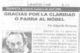 Gracias por la claridad o Parra al Nobel.